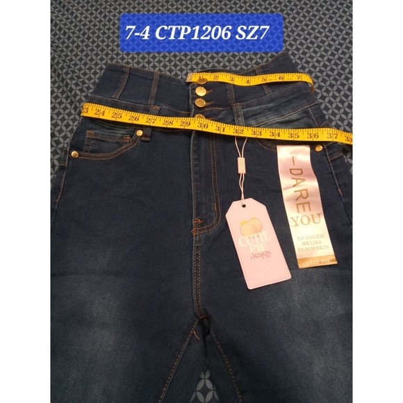 WAIST 30 INCHES SIZE 7 FLARE JEANS STRETCH DENIM PUSH UP BLUE, 7-4 CTP1206 SZ7 - Picture 2 of 11